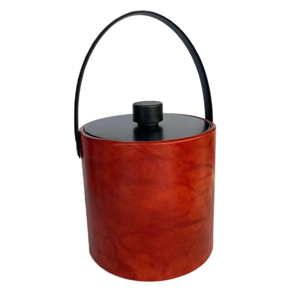 IRWINWARE • Vintage Retro 1970s Orange Marbled Ice Bucket